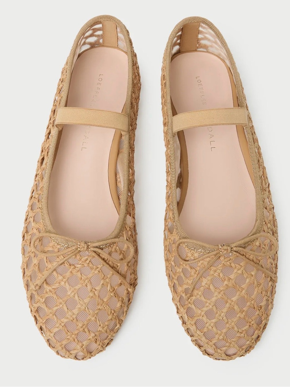 New Loeffler Randall Leonie Brown crochet Tan Woven Mary Jane Flats $295